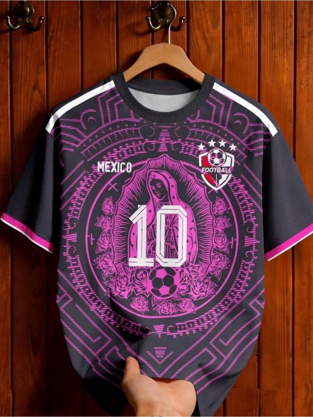 Mexico #10 Black & Hot Pink Football Jersey - Pre-Order